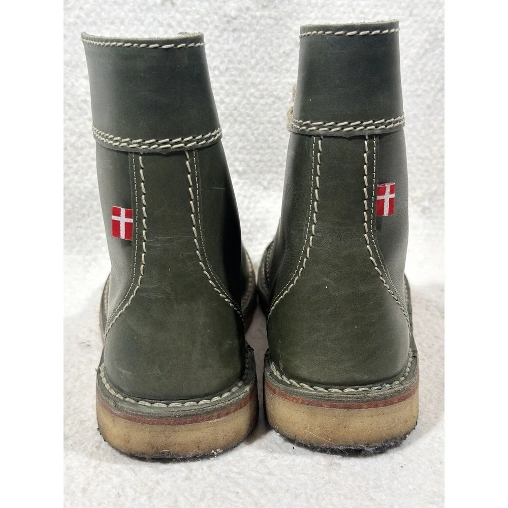 Duckfeet Faborg Size 45 Green Leather Sherpa Lined Boots Danish Heritage